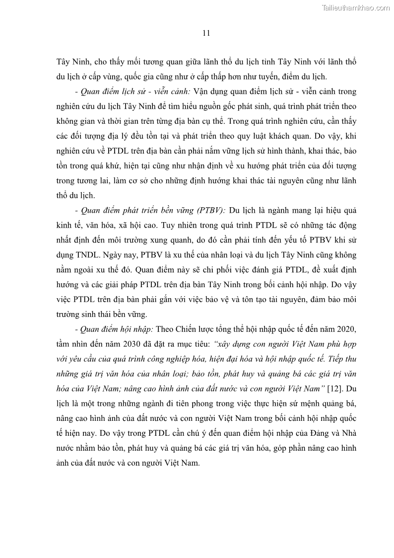 Luận án tiến sĩ địa lý học Phát triển du lịch tỉnh Tây Ninh thời kì hội nhập - 2 Trang 22