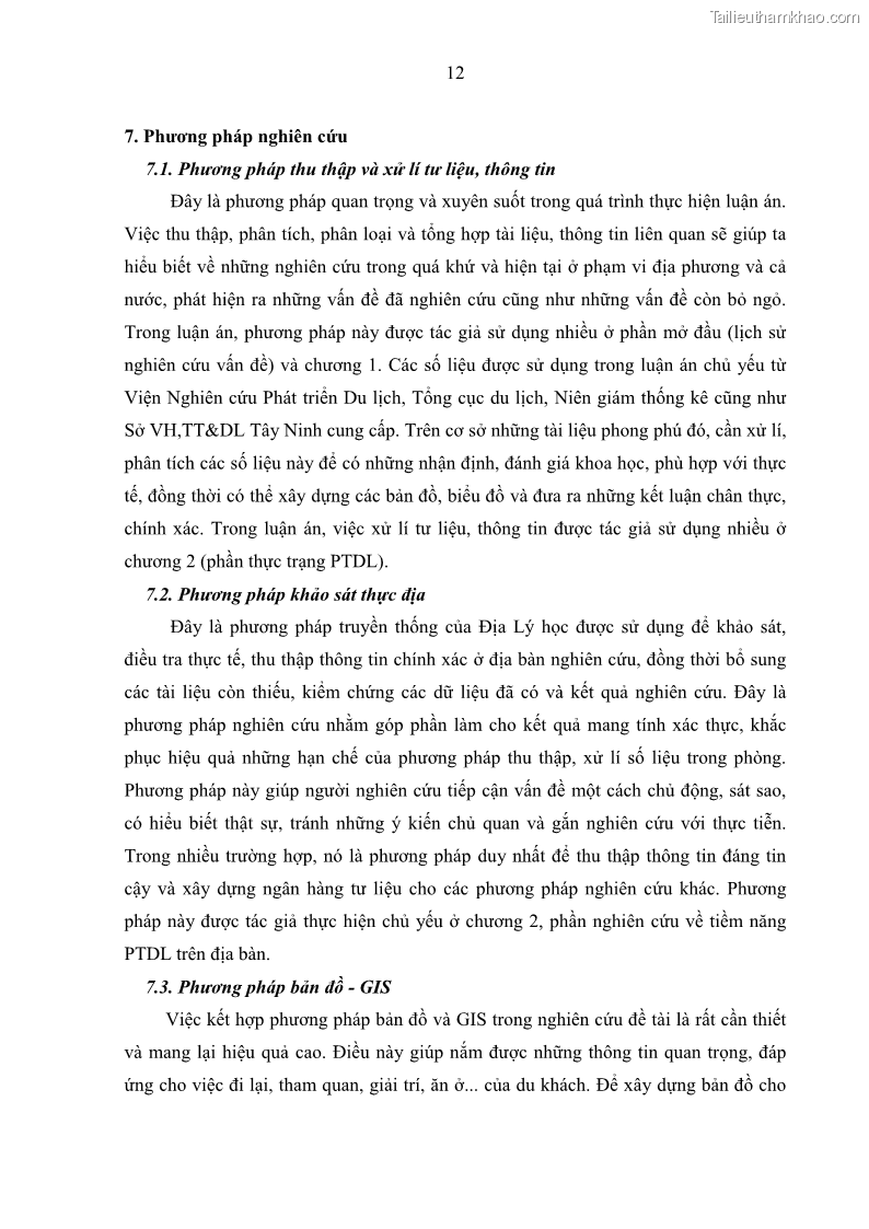 Luận án tiến sĩ địa lý học Phát triển du lịch tỉnh Tây Ninh thời kì hội nhập - 2 Trang 23