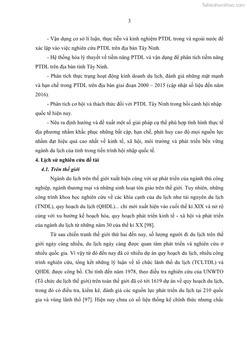 Luận án tiến sĩ địa lý học Phát triển du lịch tỉnh Tây Ninh thời kì hội nhập - 2 Trang 14