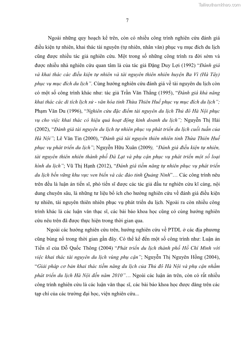 Luận án tiến sĩ địa lý học Phát triển du lịch tỉnh Tây Ninh thời kì hội nhập - 2 Trang 18