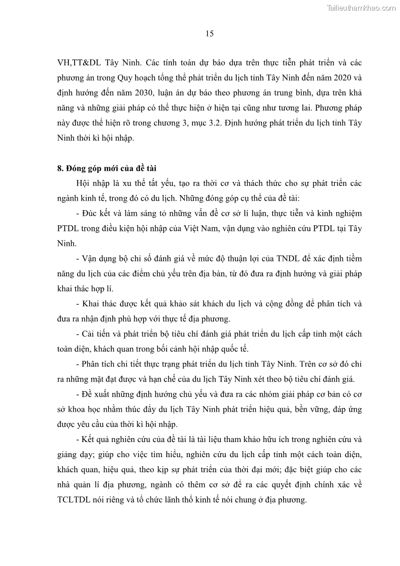 Luận án tiến sĩ địa lý học Phát triển du lịch tỉnh Tây Ninh thời kì hội nhập - 3 Trang 26