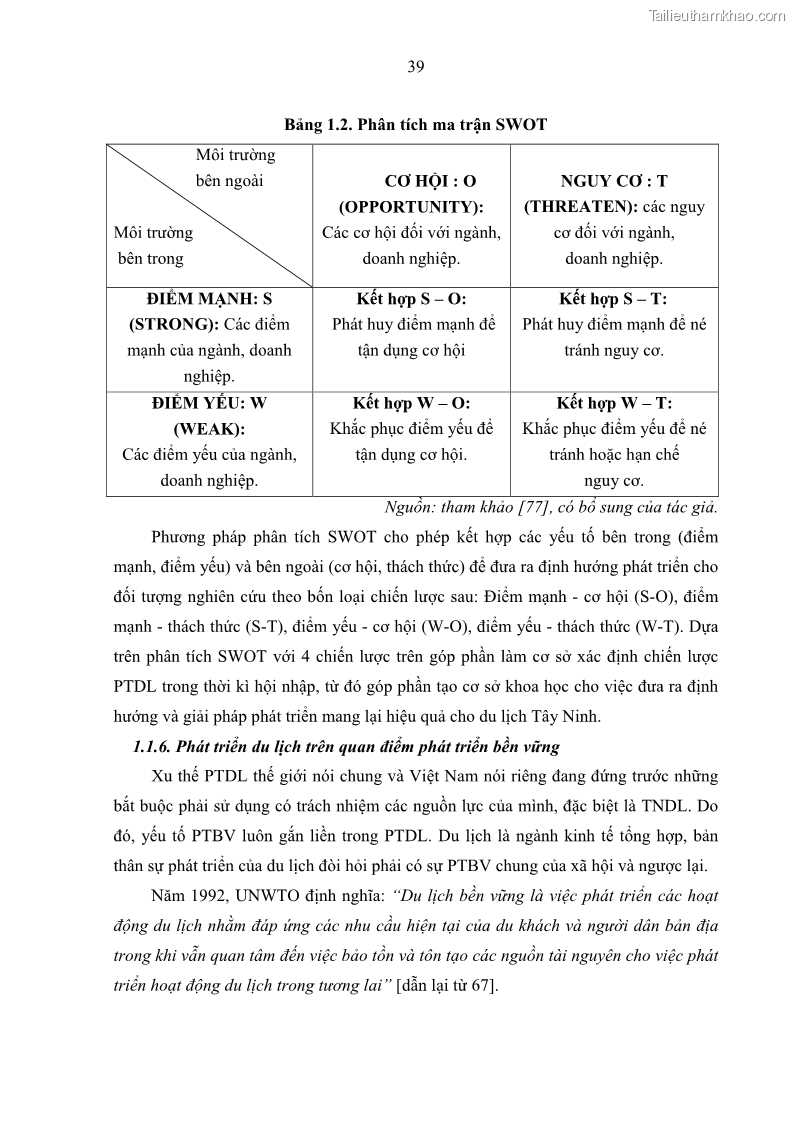 Luận án tiến sĩ địa lý học Phát triển du lịch tỉnh Tây Ninh thời kì hội nhập - 5 Trang 50