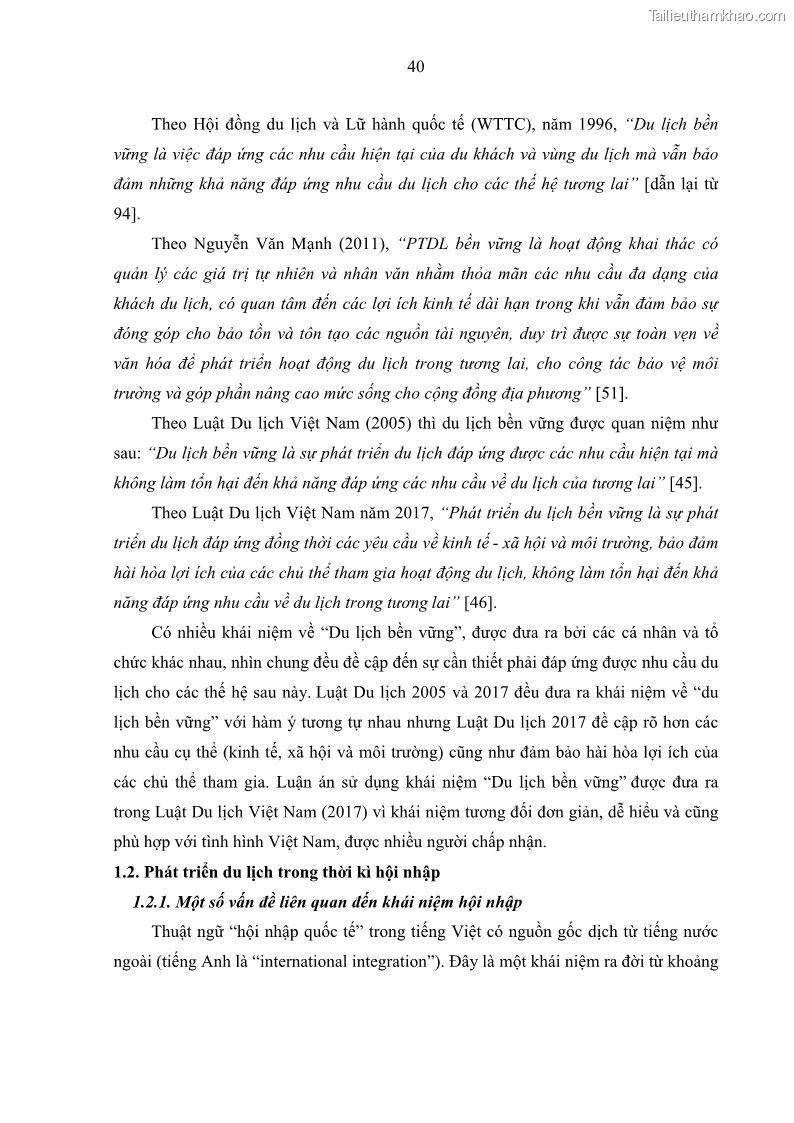 Luận án tiến sĩ địa lý học Phát triển du lịch tỉnh Tây Ninh thời kì hội nhập - 5 Trang 51