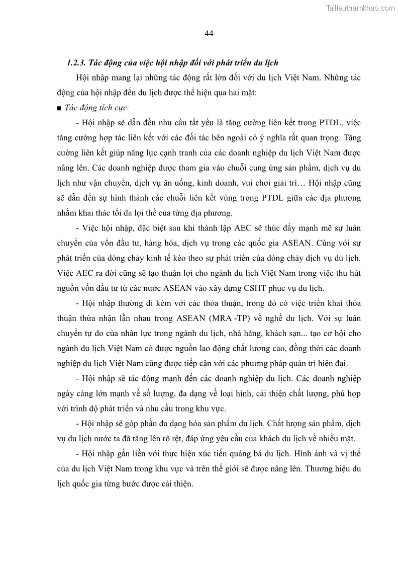 Luận án tiến sĩ địa lý học Phát triển du lịch tỉnh Tây Ninh thời kì hội nhập - 5 Trang 55