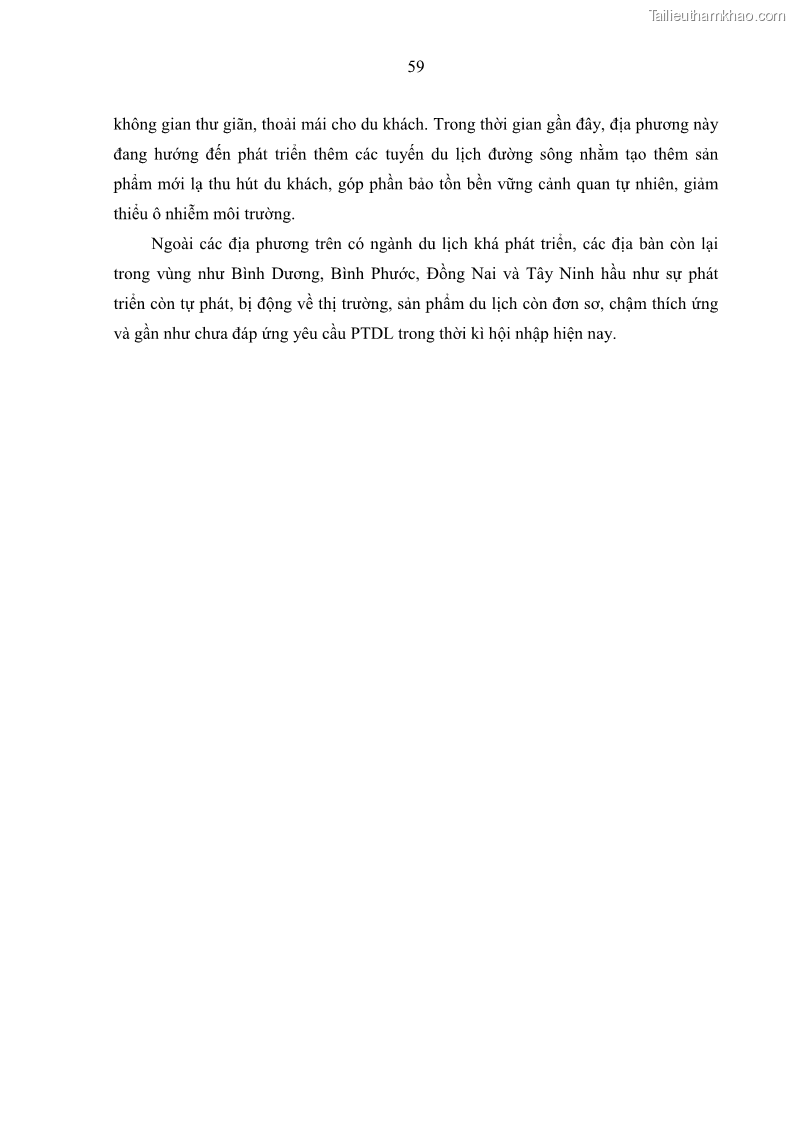 Luận án tiến sĩ địa lý học Phát triển du lịch tỉnh Tây Ninh thời kì hội nhập - 6 Trang 70