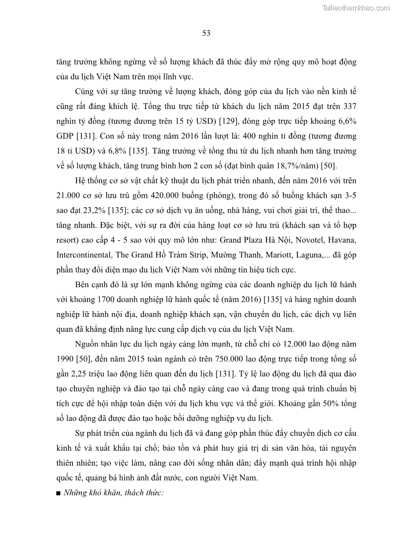 Luận án tiến sĩ địa lý học Phát triển du lịch tỉnh Tây Ninh thời kì hội nhập - 6 Trang 64