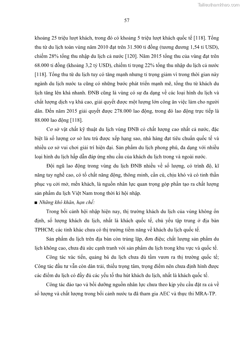 Luận án tiến sĩ địa lý học Phát triển du lịch tỉnh Tây Ninh thời kì hội nhập - 6 Trang 68