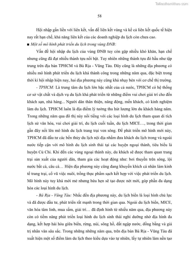 Luận án tiến sĩ địa lý học Phát triển du lịch tỉnh Tây Ninh thời kì hội nhập - 6 Trang 69