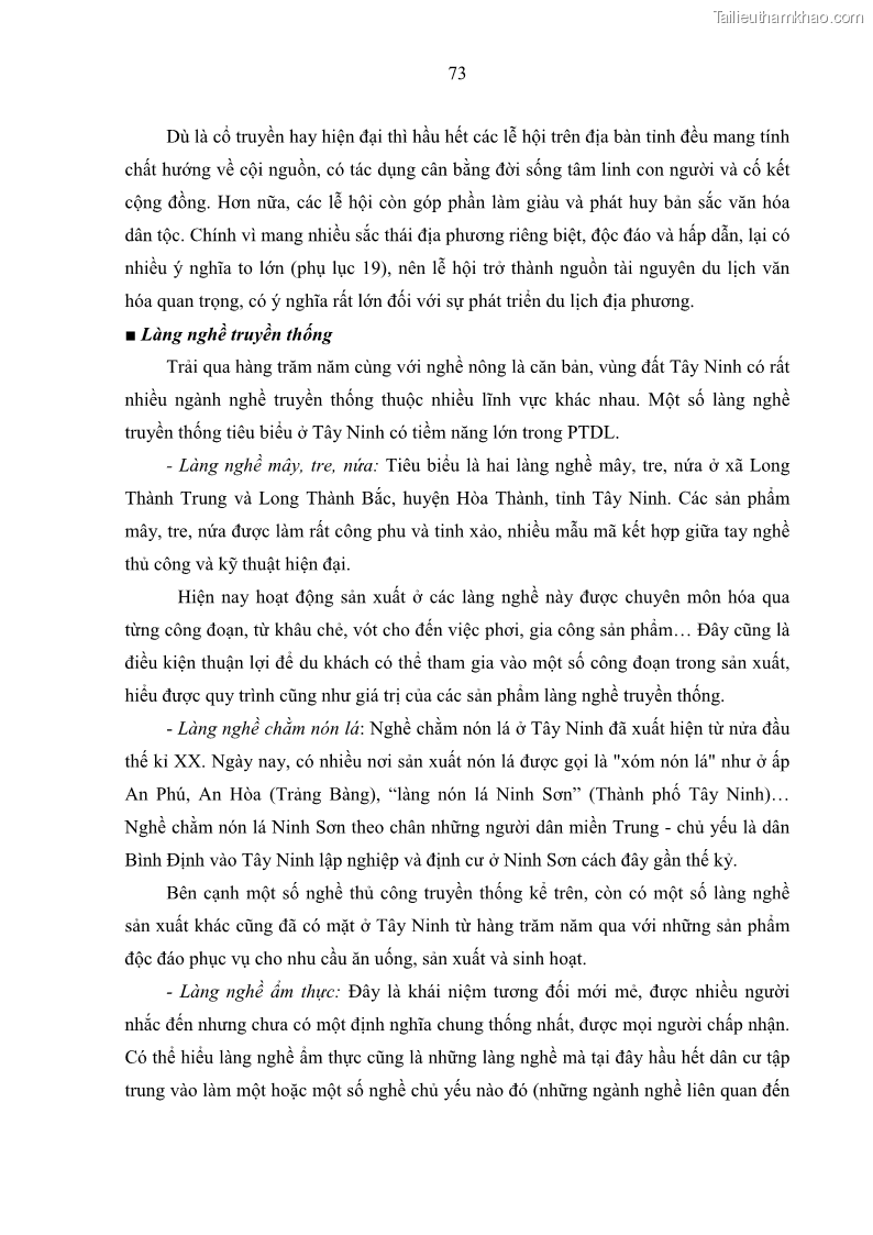 Luận án tiến sĩ địa lý học Phát triển du lịch tỉnh Tây Ninh thời kì hội nhập - 7 Trang 84
