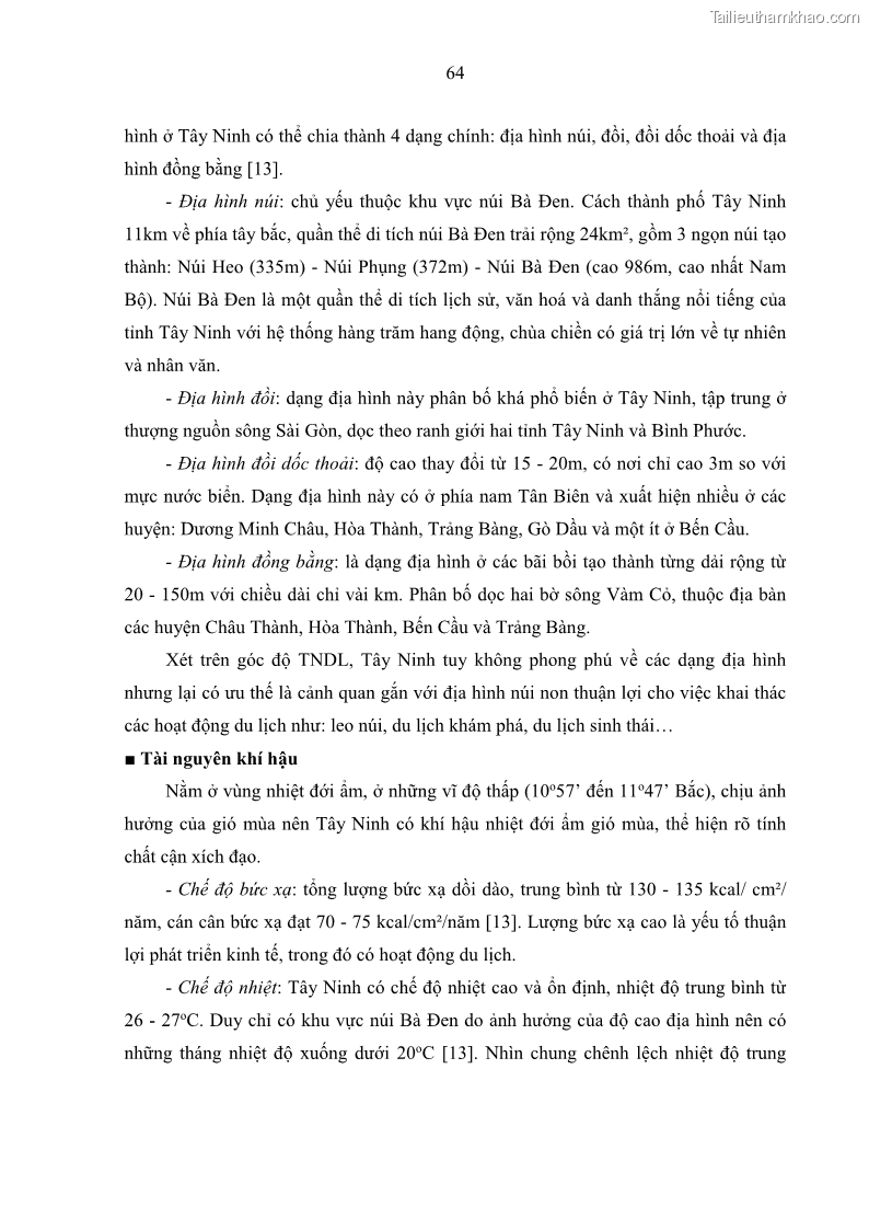 Luận án tiến sĩ địa lý học Phát triển du lịch tỉnh Tây Ninh thời kì hội nhập - 7 Trang 75