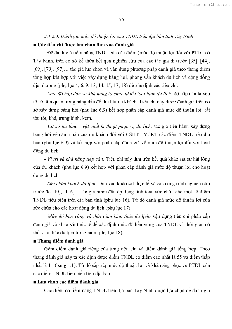Luận án tiến sĩ địa lý học Phát triển du lịch tỉnh Tây Ninh thời kì hội nhập - 8 Trang 87