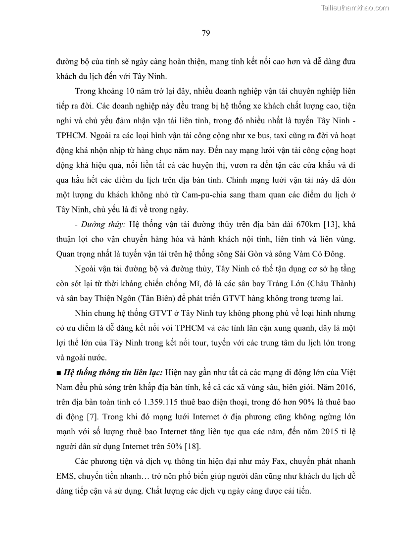 Luận án tiến sĩ địa lý học Phát triển du lịch tỉnh Tây Ninh thời kì hội nhập - 8 Trang 90