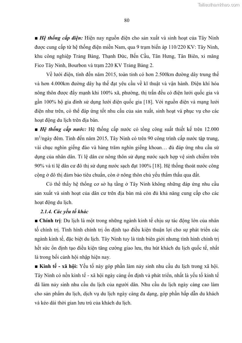 Luận án tiến sĩ địa lý học Phát triển du lịch tỉnh Tây Ninh thời kì hội nhập - 8 Trang 91