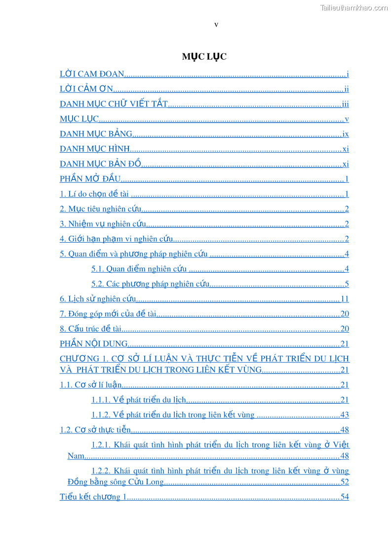 Luận án tiến sĩ địa lý Phát triển du lịch tỉnh An Giang trong liên kết Vùng phụ cận - 1 Trang 8