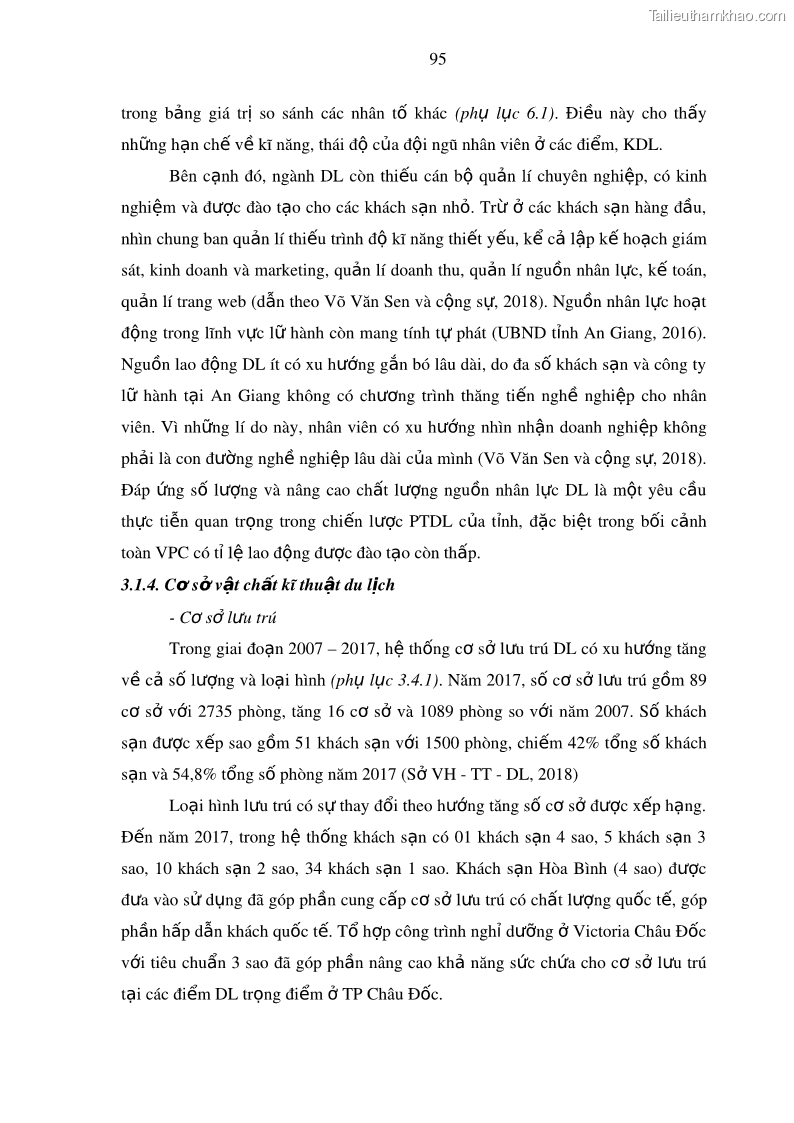 Luận án tiến sĩ địa lý Phát triển du lịch tỉnh An Giang trong liên kết Vùng phụ cận - 10 Trang 109