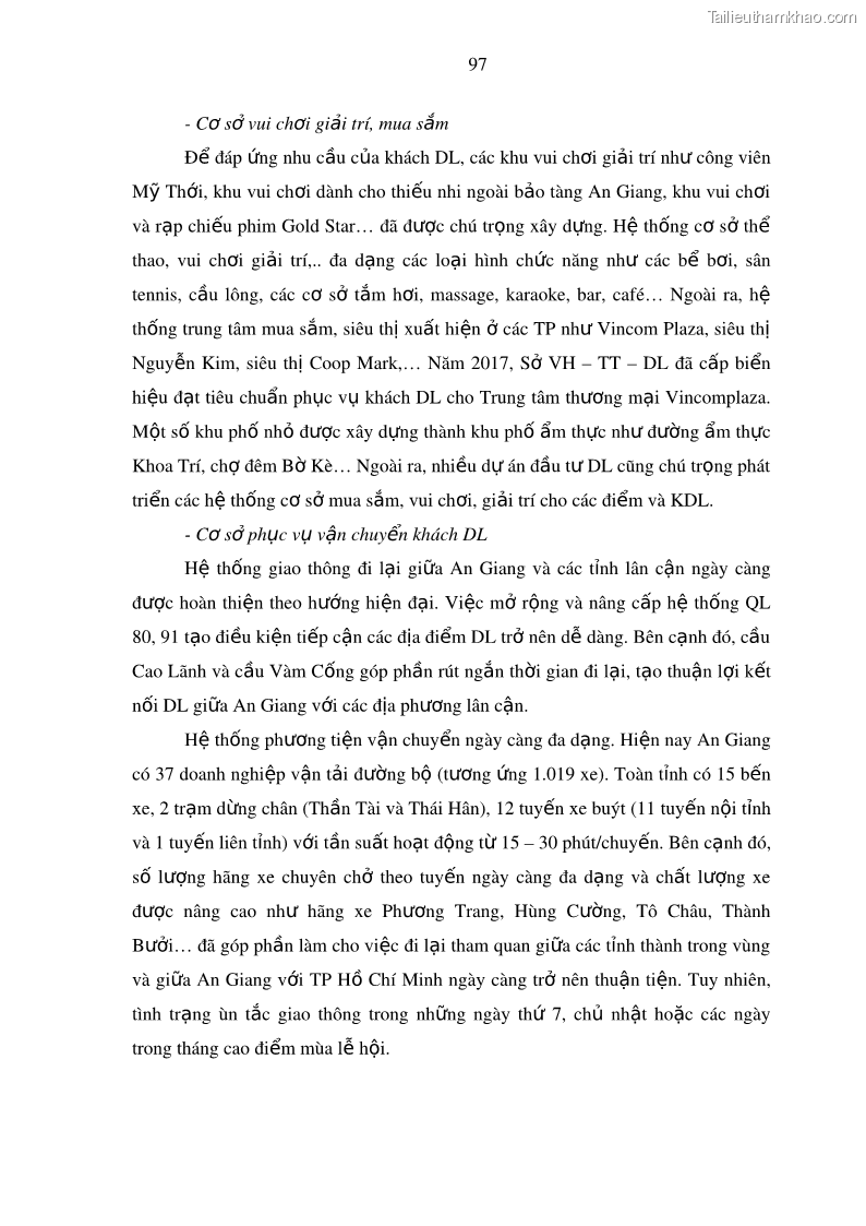 Luận án tiến sĩ địa lý Phát triển du lịch tỉnh An Giang trong liên kết Vùng phụ cận - 10 Trang 111