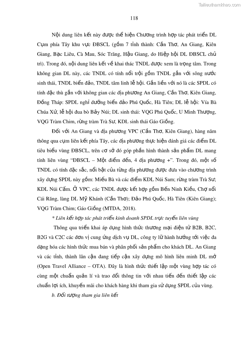 Luận án tiến sĩ địa lý Phát triển du lịch tỉnh An Giang trong liên kết Vùng phụ cận - 11 Trang 132