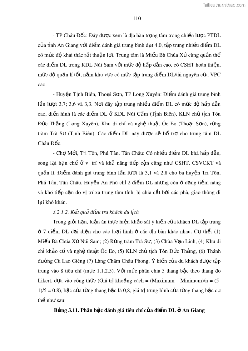 Luận án tiến sĩ địa lý Phát triển du lịch tỉnh An Giang trong liên kết Vùng phụ cận - 11 Trang 124