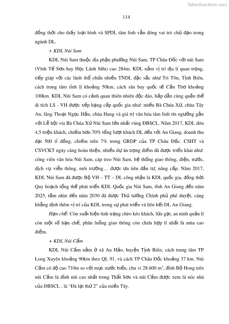 Luận án tiến sĩ địa lý Phát triển du lịch tỉnh An Giang trong liên kết Vùng phụ cận - 11 Trang 128
