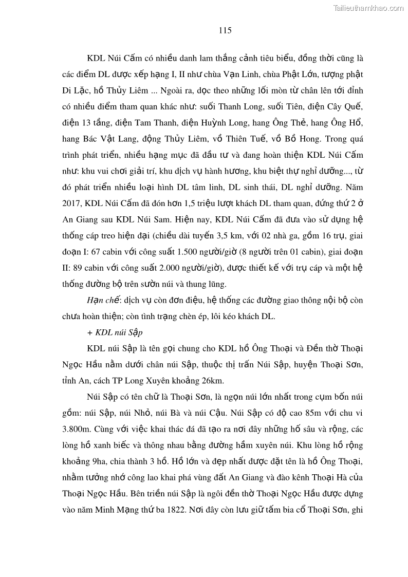 Luận án tiến sĩ địa lý Phát triển du lịch tỉnh An Giang trong liên kết Vùng phụ cận - 11 Trang 129