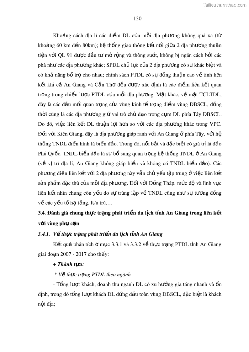 Luận án tiến sĩ địa lý Phát triển du lịch tỉnh An Giang trong liên kết Vùng phụ cận - 12 Trang 144
