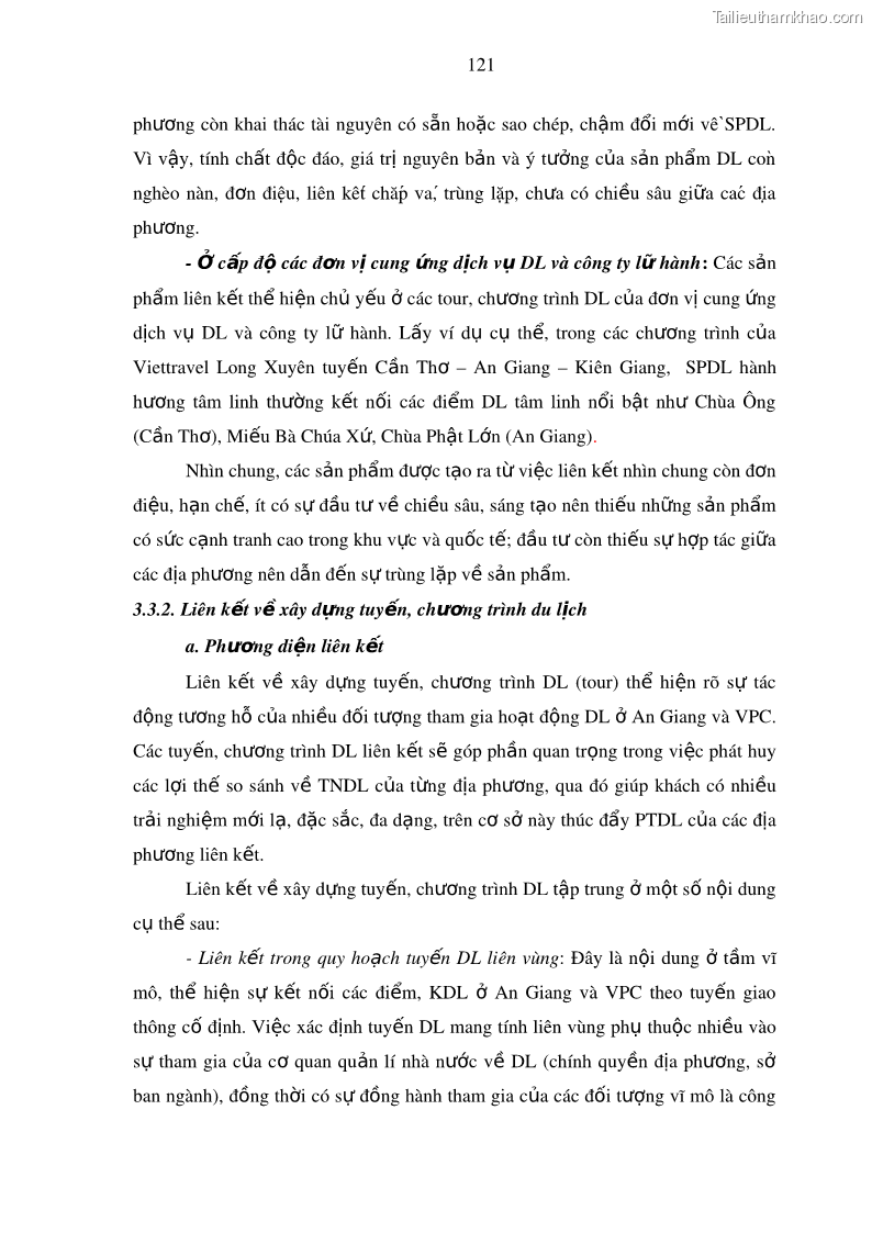 Luận án tiến sĩ địa lý Phát triển du lịch tỉnh An Giang trong liên kết Vùng phụ cận - 12 Trang 135