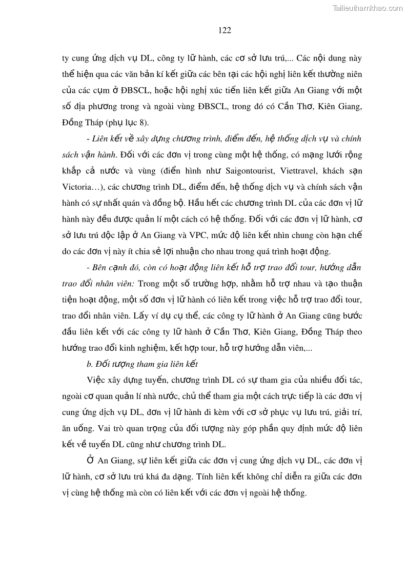 Luận án tiến sĩ địa lý Phát triển du lịch tỉnh An Giang trong liên kết Vùng phụ cận - 12 Trang 136