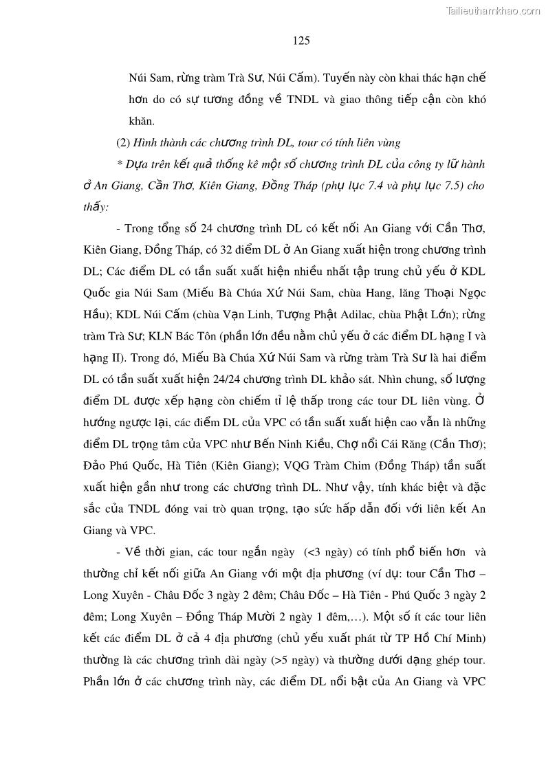 Luận án tiến sĩ địa lý Phát triển du lịch tỉnh An Giang trong liên kết Vùng phụ cận - 12 Trang 139