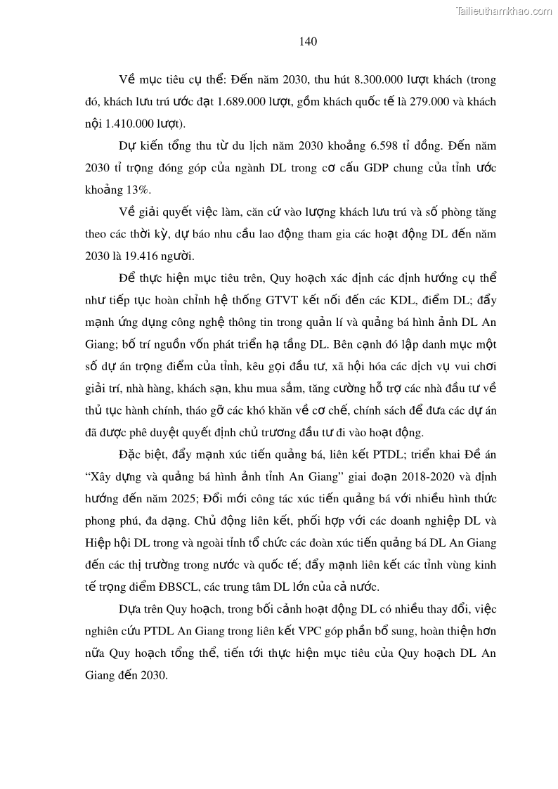 Luận án tiến sĩ địa lý Phát triển du lịch tỉnh An Giang trong liên kết Vùng phụ cận - 13 Trang 154