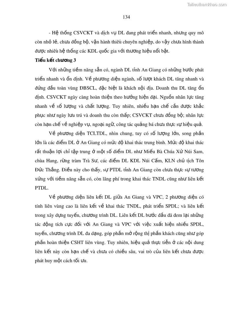 Luận án tiến sĩ địa lý Phát triển du lịch tỉnh An Giang trong liên kết Vùng phụ cận - 13 Trang 148