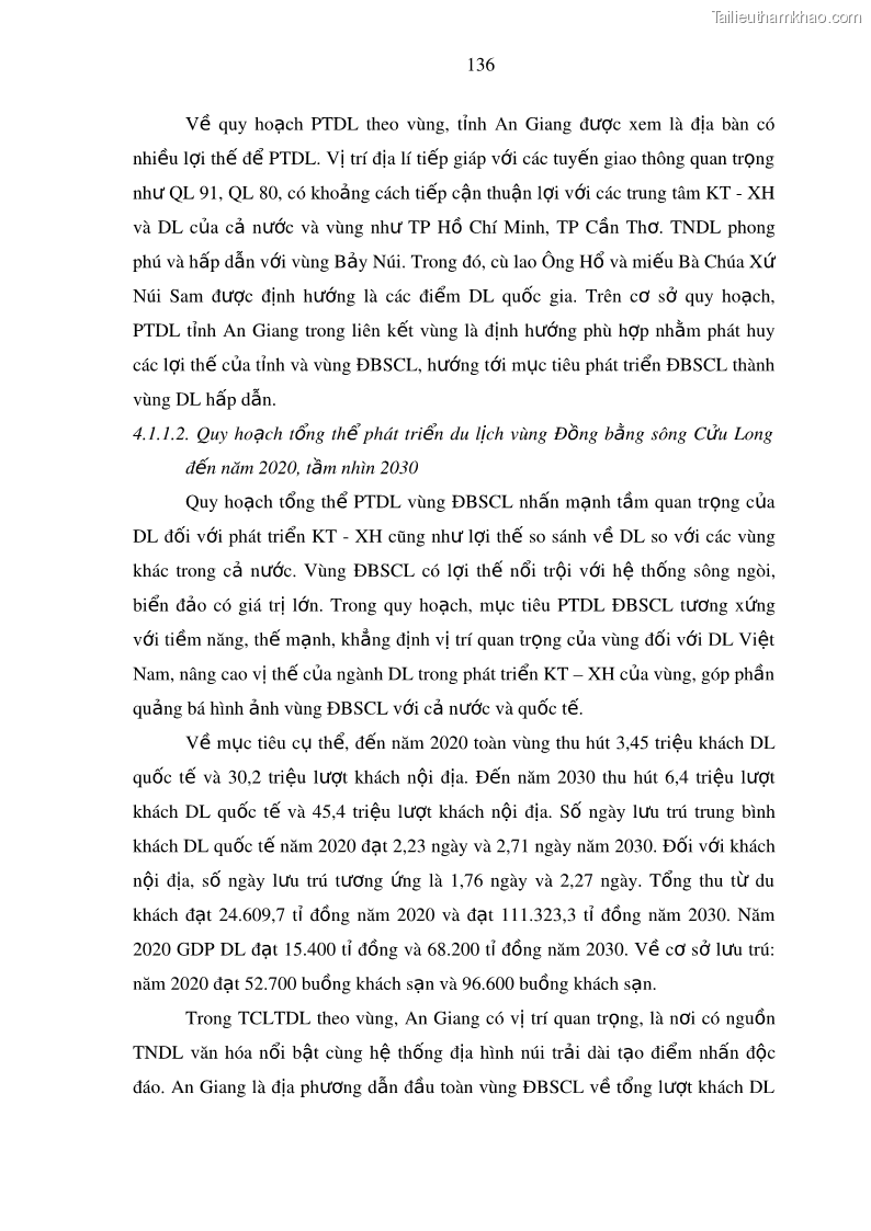 Luận án tiến sĩ địa lý Phát triển du lịch tỉnh An Giang trong liên kết Vùng phụ cận - 13 Trang 150