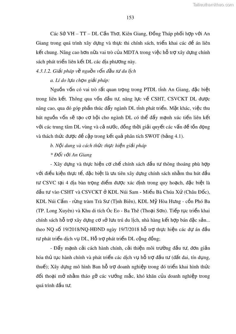 Luận án tiến sĩ địa lý Phát triển du lịch tỉnh An Giang trong liên kết Vùng phụ cận - 14 Trang 167