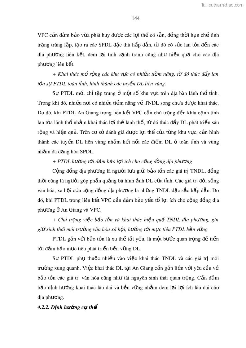 Luận án tiến sĩ địa lý Phát triển du lịch tỉnh An Giang trong liên kết Vùng phụ cận - 14 Trang 158