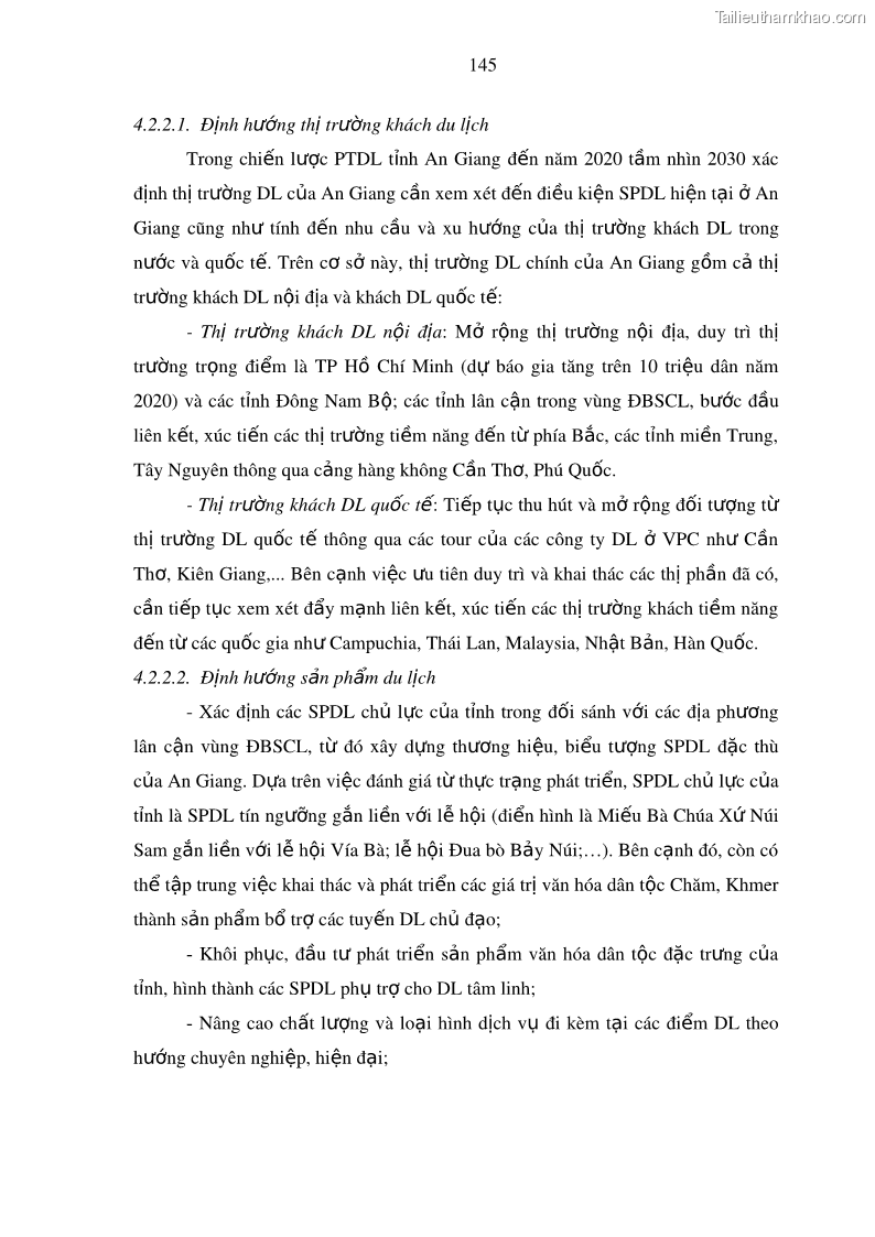Luận án tiến sĩ địa lý Phát triển du lịch tỉnh An Giang trong liên kết Vùng phụ cận - 14 Trang 159