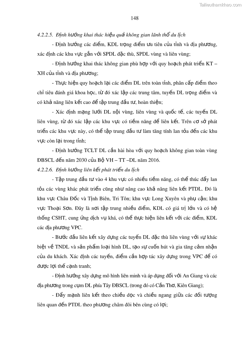 Luận án tiến sĩ địa lý Phát triển du lịch tỉnh An Giang trong liên kết Vùng phụ cận - 14 Trang 162