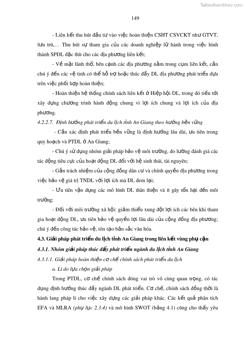 Luận án tiến sĩ địa lý Phát triển du lịch tỉnh An Giang trong liên kết Vùng phụ cận - 14 Trang 163