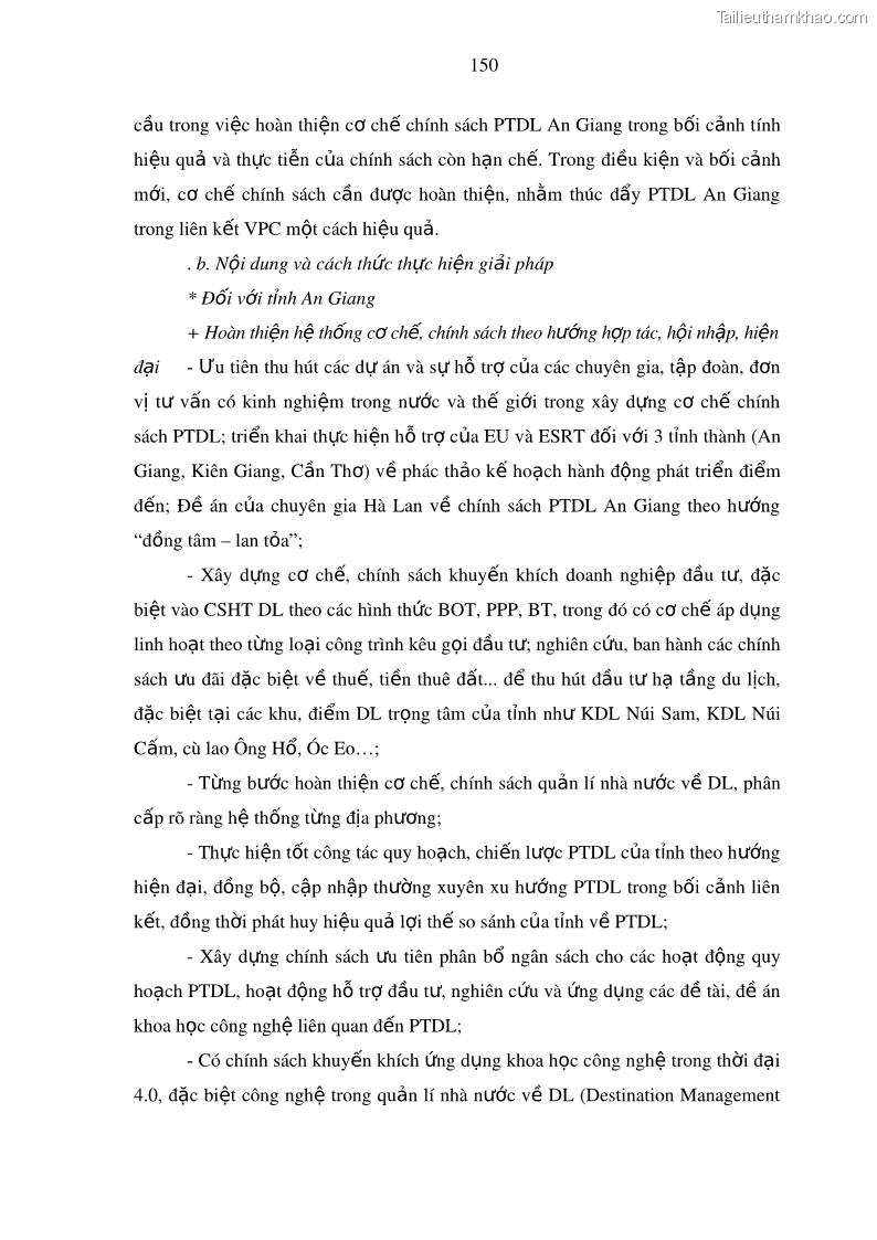 Luận án tiến sĩ địa lý Phát triển du lịch tỉnh An Giang trong liên kết Vùng phụ cận - 14 Trang 164