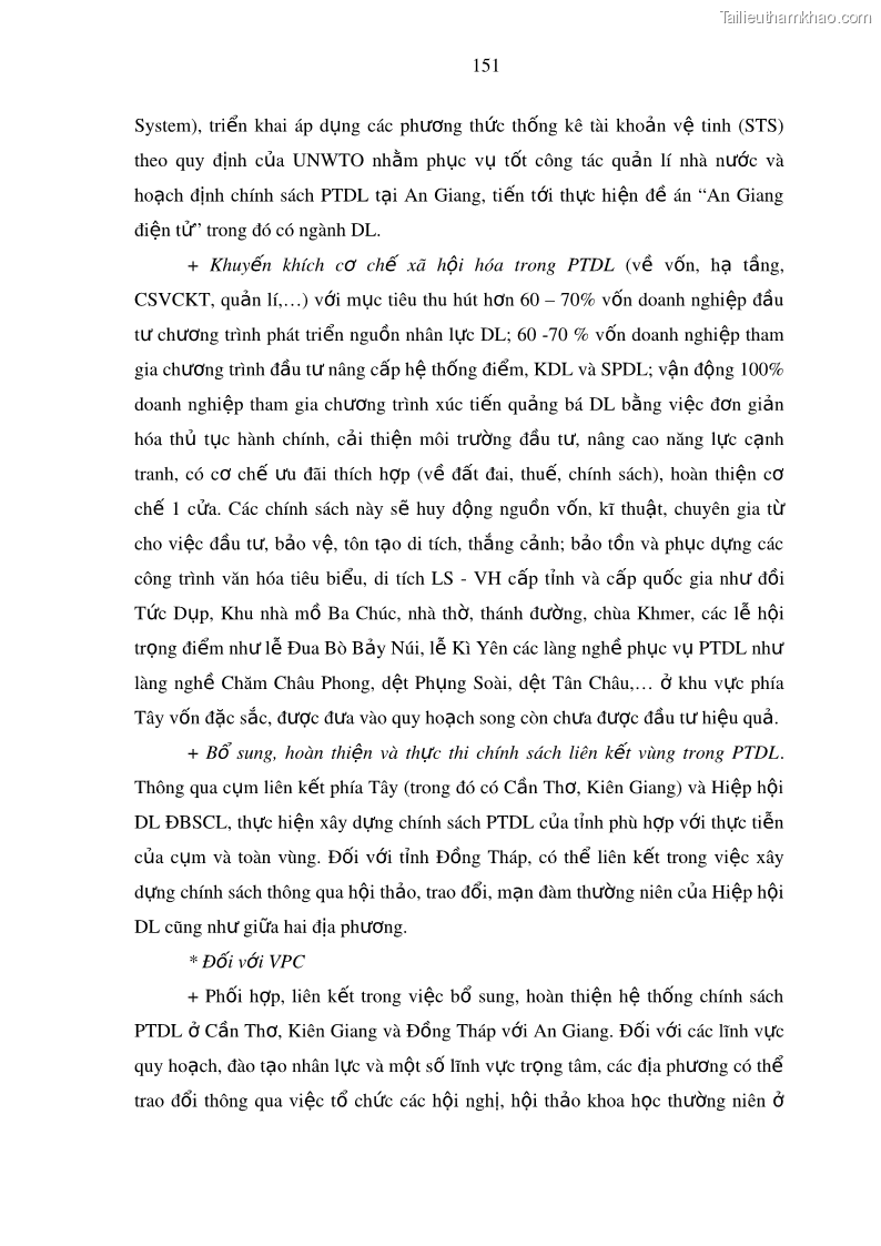 Luận án tiến sĩ địa lý Phát triển du lịch tỉnh An Giang trong liên kết Vùng phụ cận - 14 Trang 165