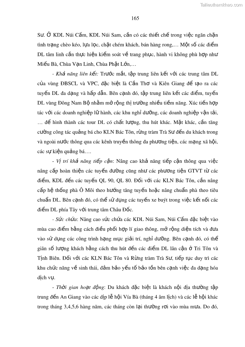 Luận án tiến sĩ địa lý Phát triển du lịch tỉnh An Giang trong liên kết Vùng phụ cận - 15 Trang 179