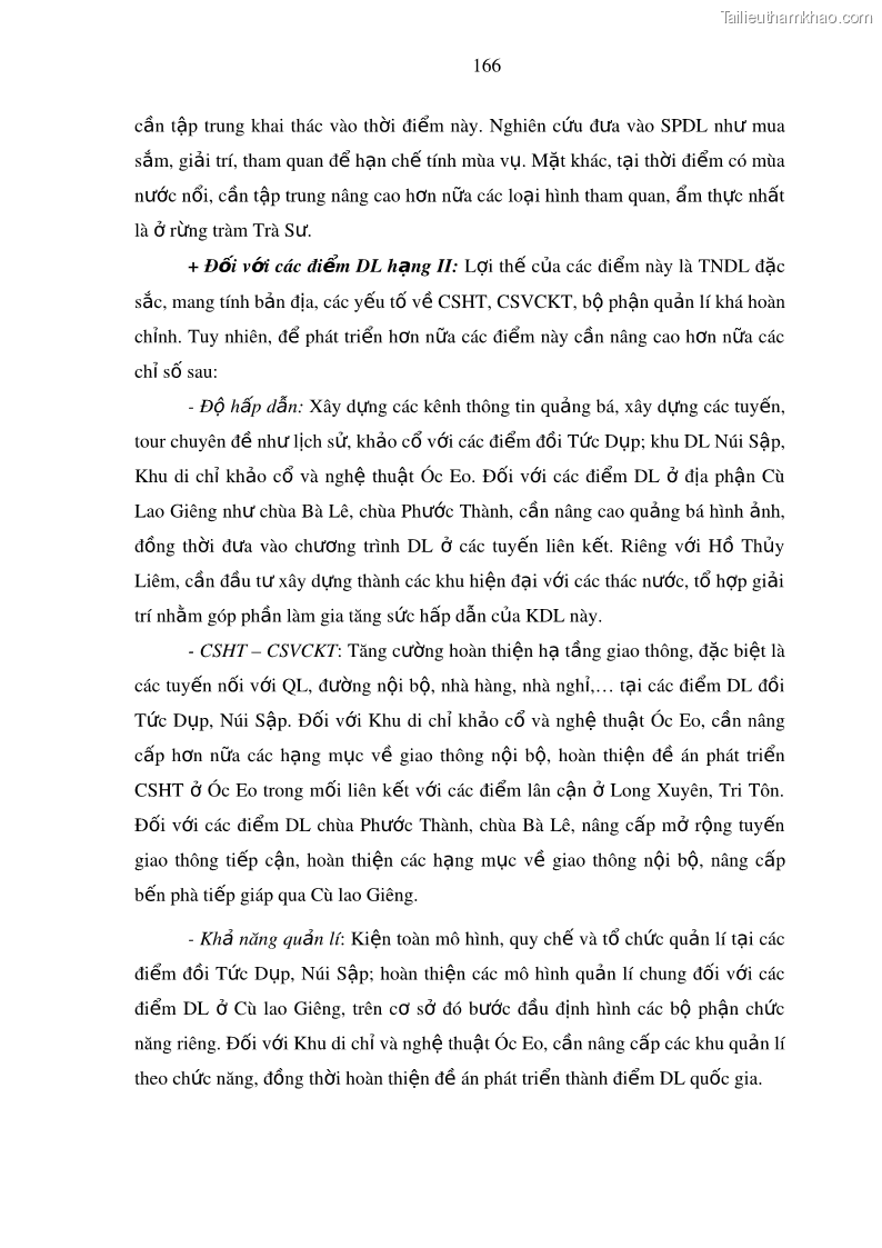 Luận án tiến sĩ địa lý Phát triển du lịch tỉnh An Giang trong liên kết Vùng phụ cận - 15 Trang 180