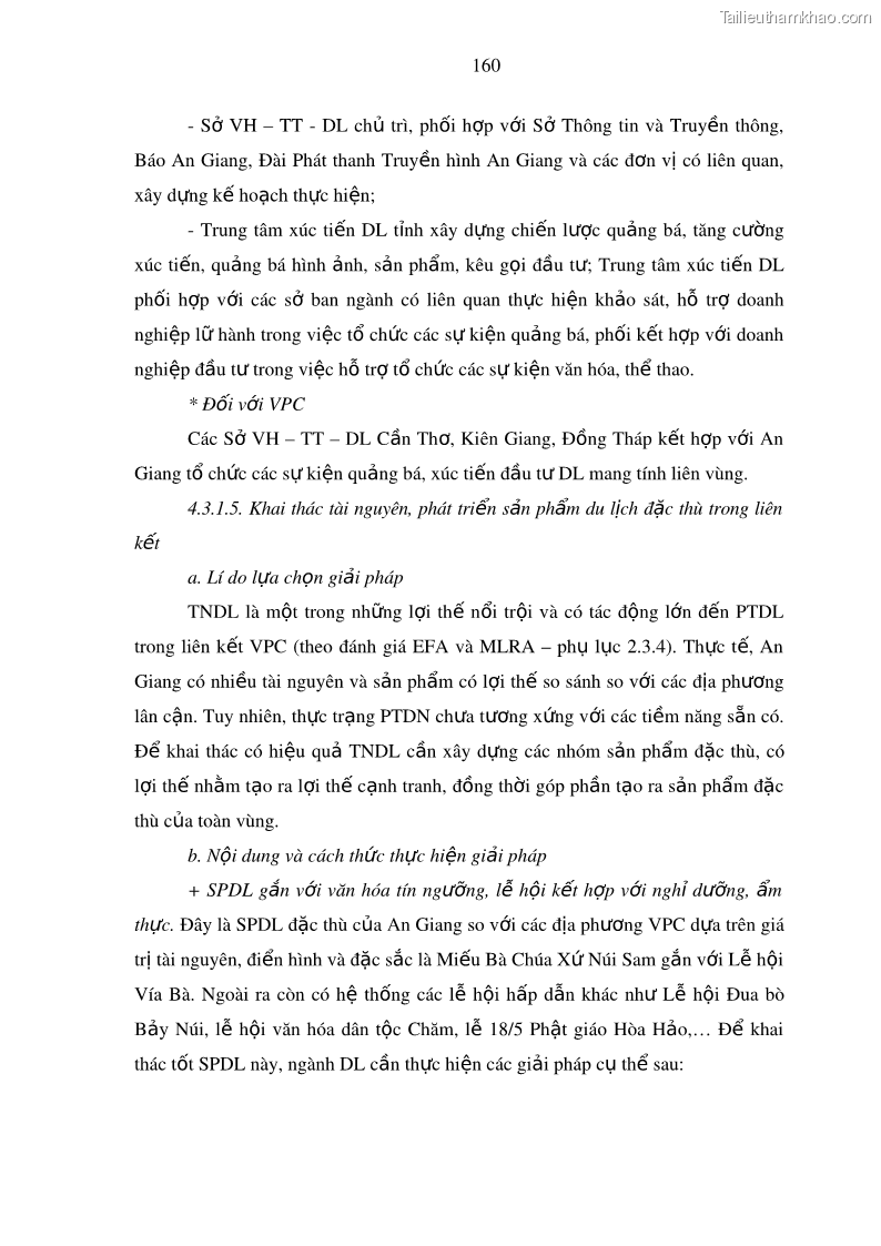 Luận án tiến sĩ địa lý Phát triển du lịch tỉnh An Giang trong liên kết Vùng phụ cận - 15 Trang 174