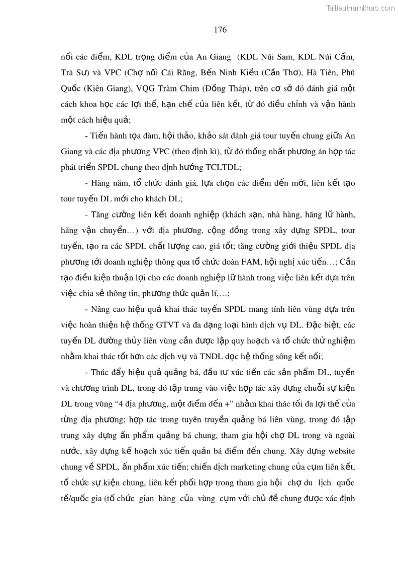 Luận án tiến sĩ địa lý Phát triển du lịch tỉnh An Giang trong liên kết Vùng phụ cận - 16 Trang 190