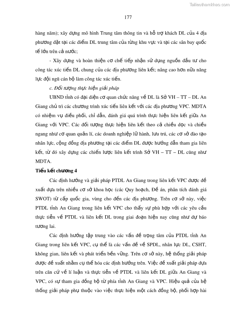 Luận án tiến sĩ địa lý Phát triển du lịch tỉnh An Giang trong liên kết Vùng phụ cận - 16 Trang 191