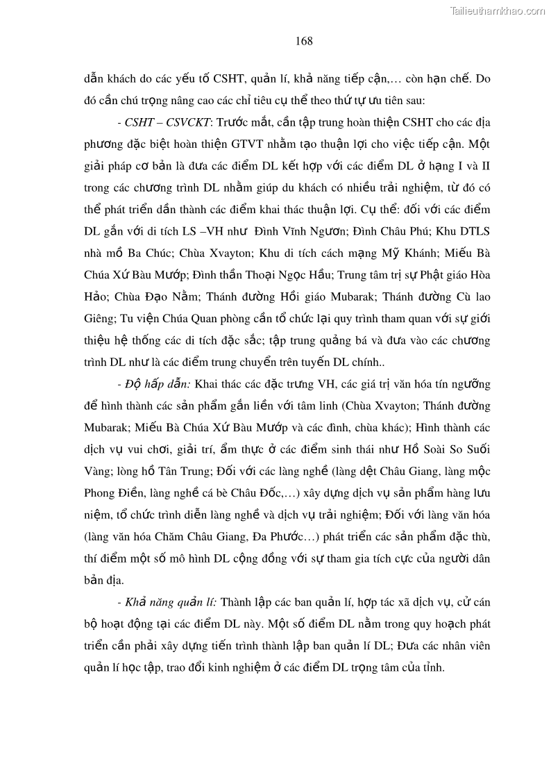 Luận án tiến sĩ địa lý Phát triển du lịch tỉnh An Giang trong liên kết Vùng phụ cận - 16 Trang 182