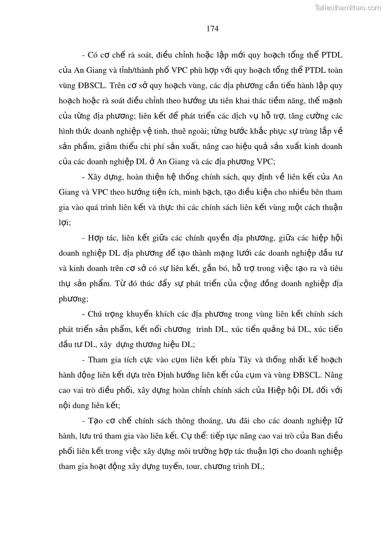 Luận án tiến sĩ địa lý Phát triển du lịch tỉnh An Giang trong liên kết Vùng phụ cận - 16 Trang 188