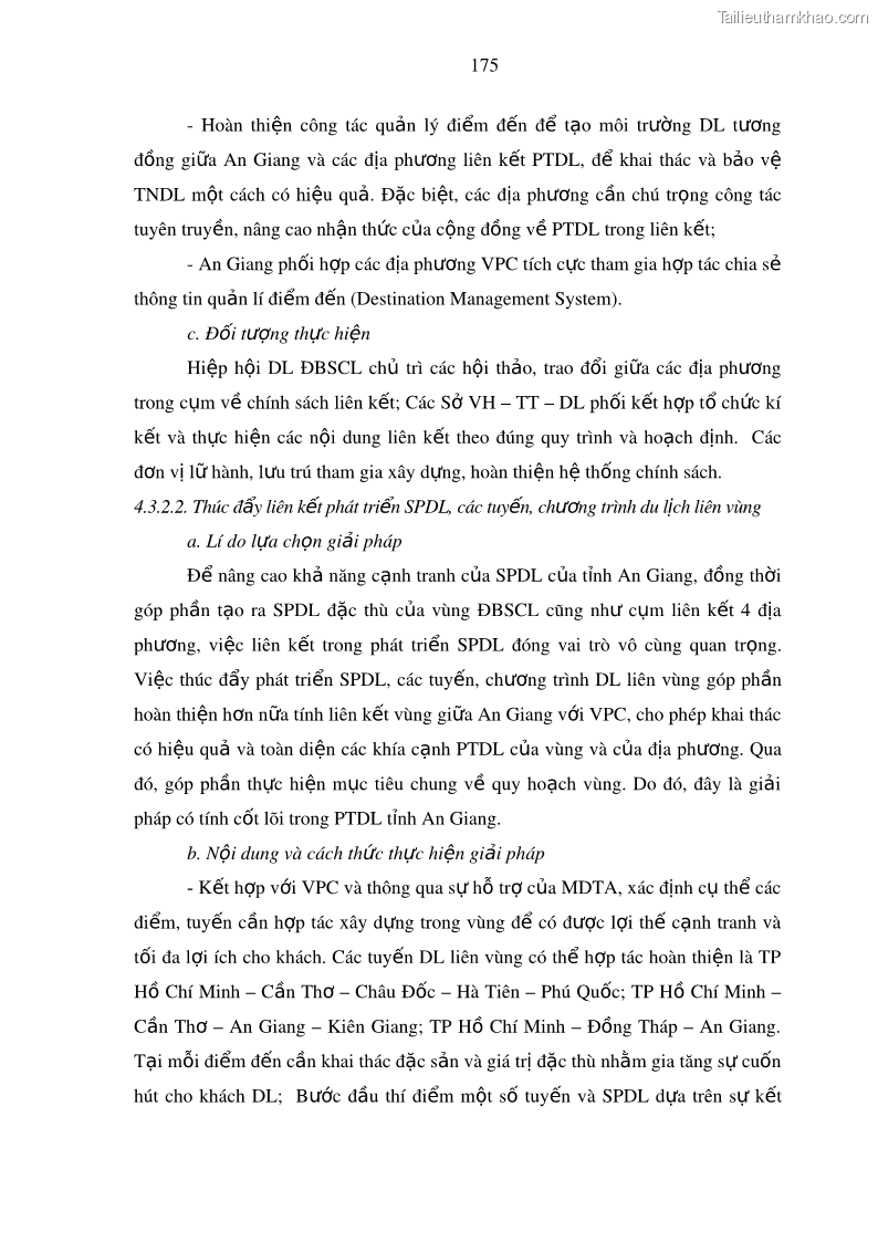 Luận án tiến sĩ địa lý Phát triển du lịch tỉnh An Giang trong liên kết Vùng phụ cận - 16 Trang 189