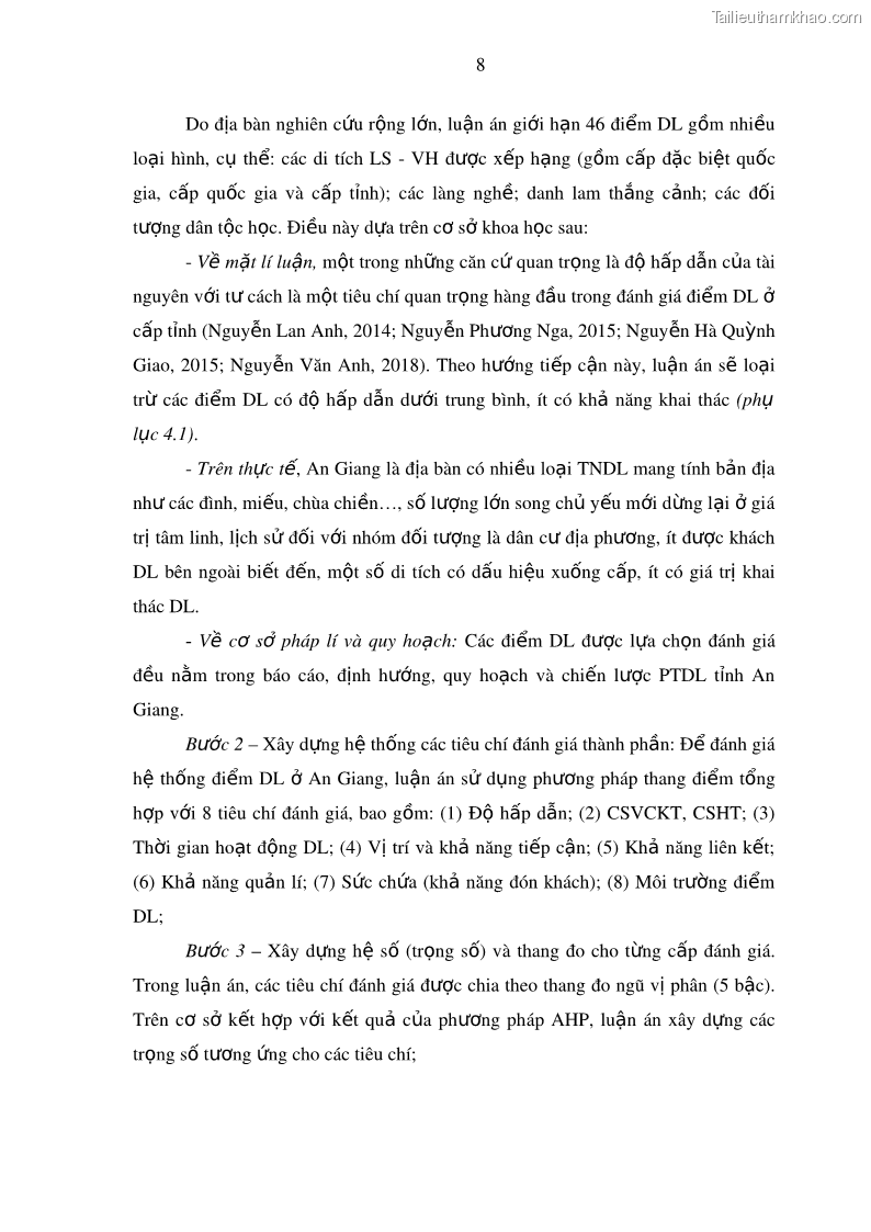 Luận án tiến sĩ địa lý Phát triển du lịch tỉnh An Giang trong liên kết Vùng phụ cận - 2 Trang 22