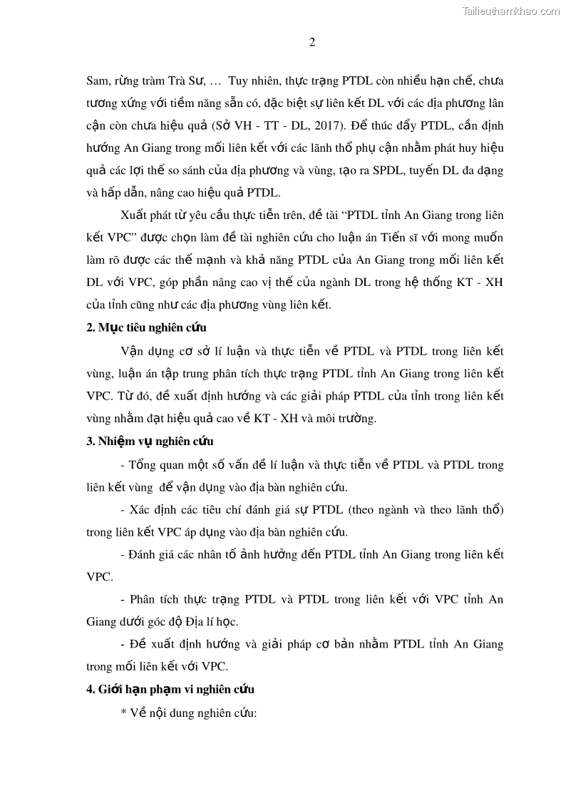 Luận án tiến sĩ địa lý Phát triển du lịch tỉnh An Giang trong liên kết Vùng phụ cận - 2 Trang 16