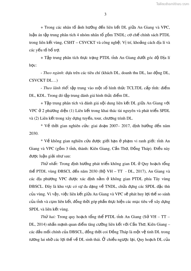 Luận án tiến sĩ địa lý Phát triển du lịch tỉnh An Giang trong liên kết Vùng phụ cận - 2 Trang 17