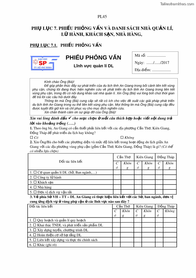 Luận án tiến sĩ địa lý Phát triển du lịch tỉnh An Giang trong liên kết Vùng phụ cận - 21 Trang 251